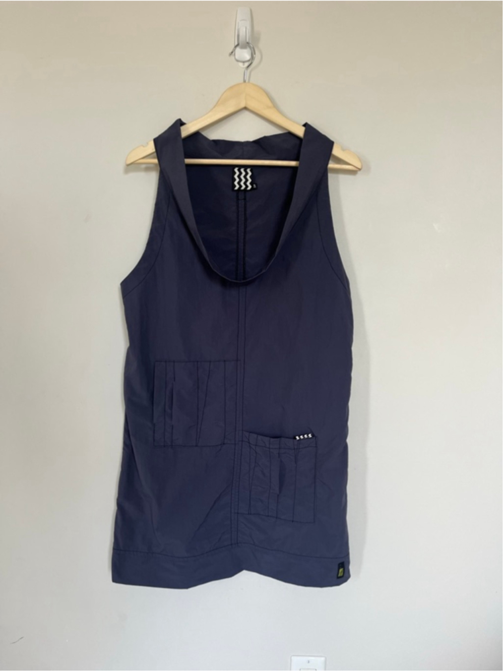 Navy Tank Top Dress Outdoor Hiking Breathable Nylon Mini Dress Scoop Neck Small
